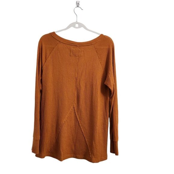 Maeve Anthropologie Top Medium Pearson Pumpkin‎ Orange Waffle Thermal Pullover - Picture 9 of 11